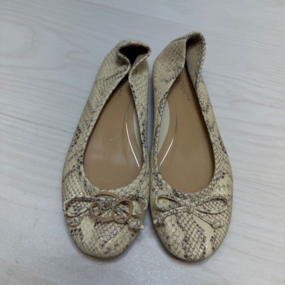 Vionic Callisto Snake Print Ballet Shoes Neutral Cream/Tan Women's 6M - Picture 6 of 8